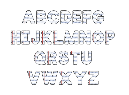 College Ruled Font - 5 Sizes 1.0" - 3.0"