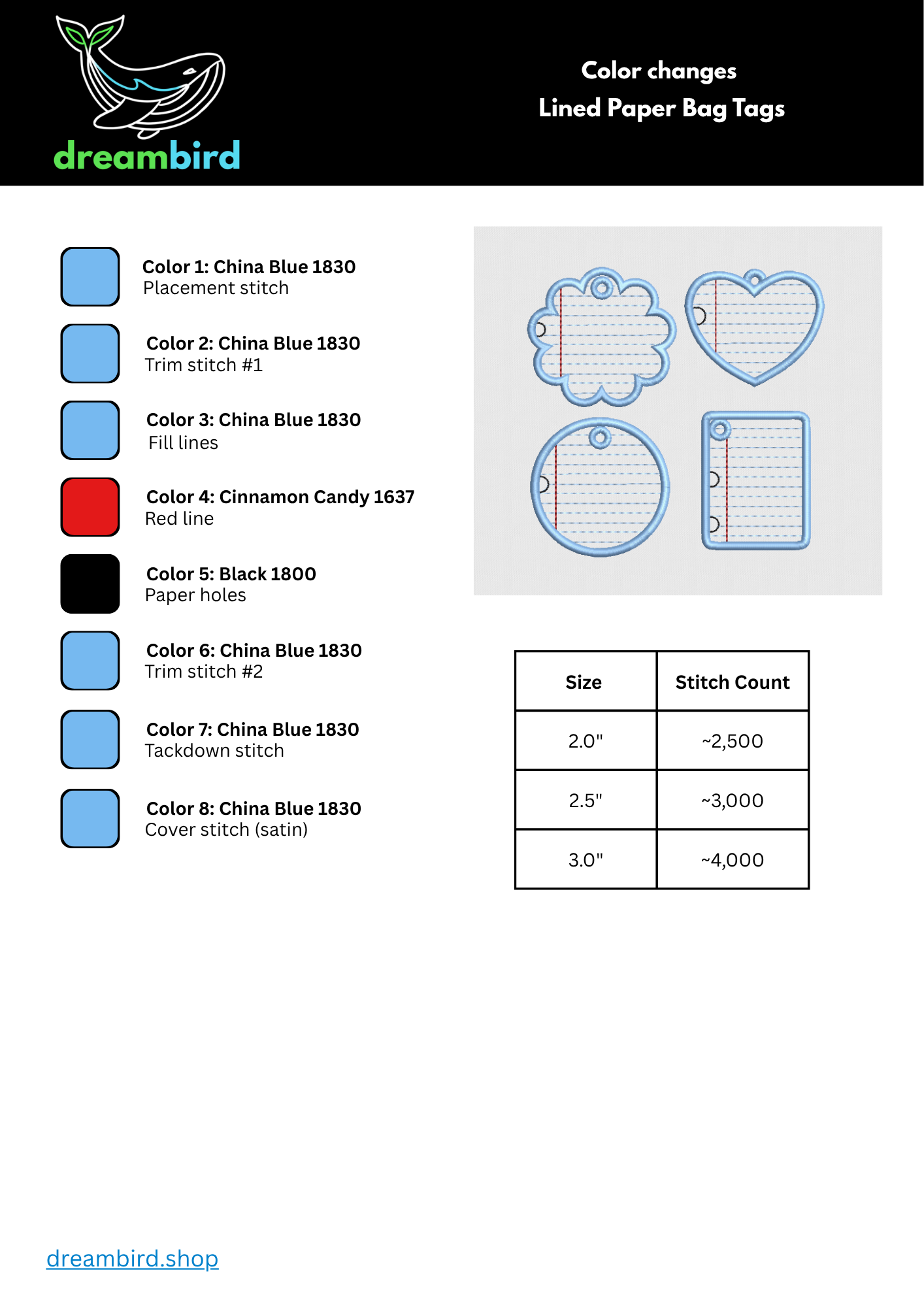 Lined Paper Bag Tags - In-the-Hoop (Set of 4)