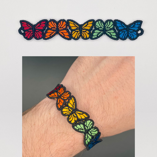 Rainbow Butterfly Bracelet Freestanding Lace