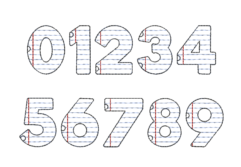 College Ruled Font - 5 Sizes 1.0" - 3.0"