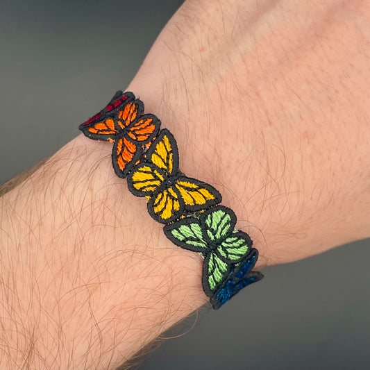Rainbow Butterfly Bracelet Freestanding Lace