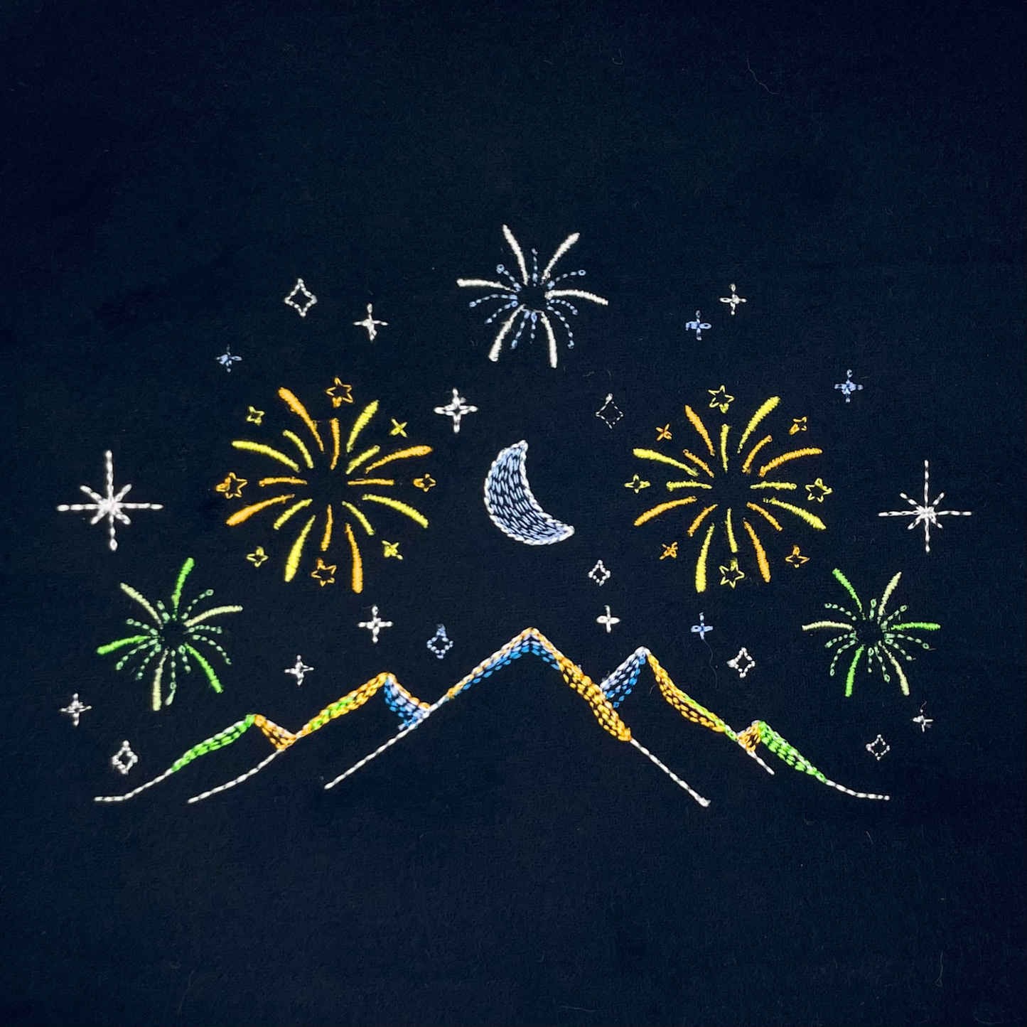Moonlit Mountain Fireworks