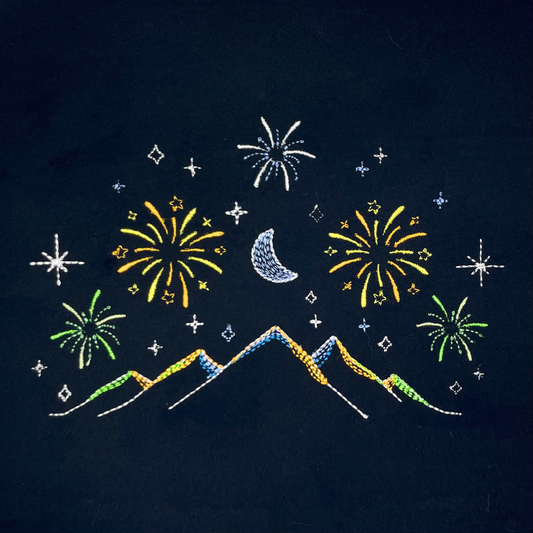 Moonlit Mountain Fireworks