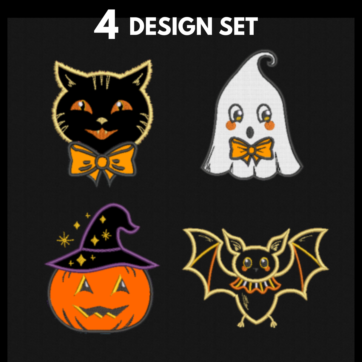 Vintage Halloween Design Set (Set of Four)