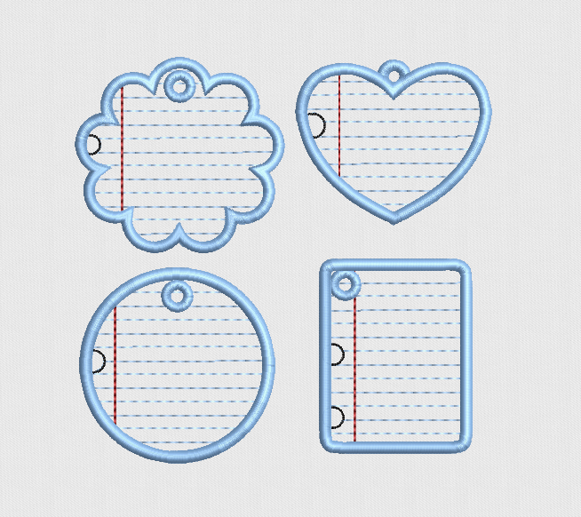 Lined Paper Bag Tags - In-the-Hoop (Set of 4)